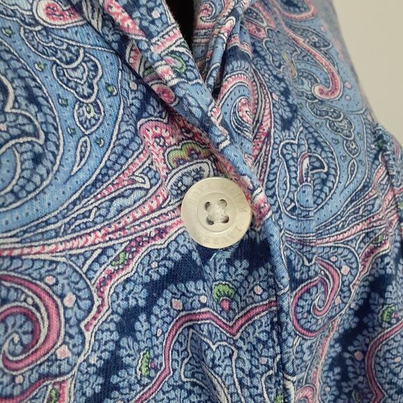 Lauren Ralph Lauren Black Label Notch Collar Pajama Set Bermuda Shorts Womens L - Picture 10 of 16